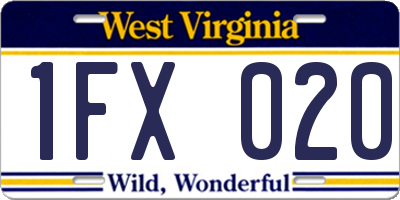 WV license plate 1FX020