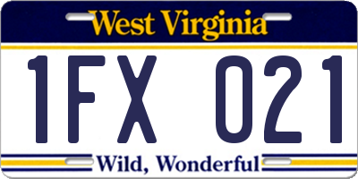 WV license plate 1FX021