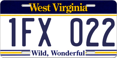 WV license plate 1FX022