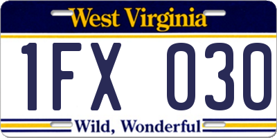 WV license plate 1FX030