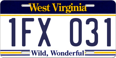 WV license plate 1FX031