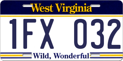 WV license plate 1FX032