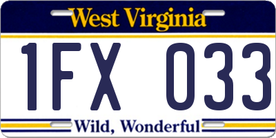 WV license plate 1FX033