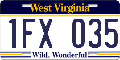 WV license plate 1FX035