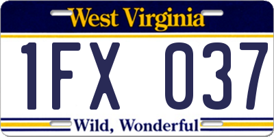 WV license plate 1FX037