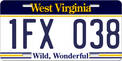 WV license plate 1FX038