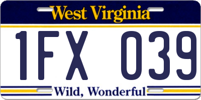 WV license plate 1FX039