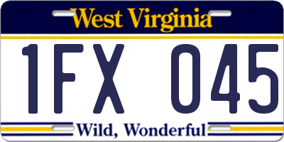 WV license plate 1FX045