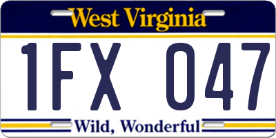 WV license plate 1FX047