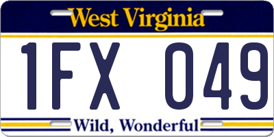 WV license plate 1FX049