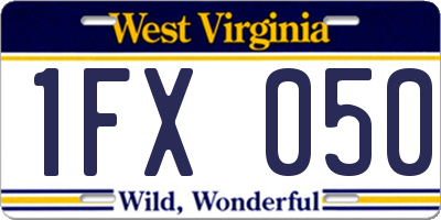 WV license plate 1FX050