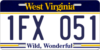 WV license plate 1FX051