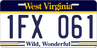 WV license plate 1FX061