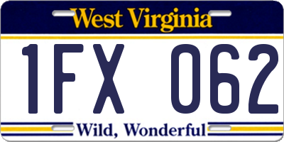 WV license plate 1FX062