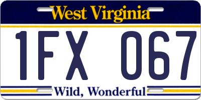 WV license plate 1FX067