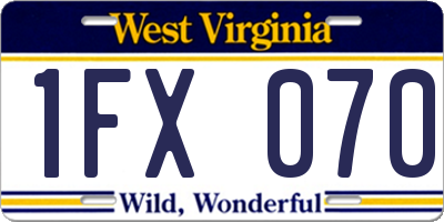WV license plate 1FX070