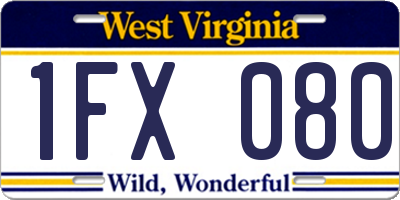 WV license plate 1FX080