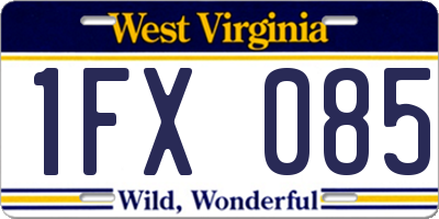 WV license plate 1FX085