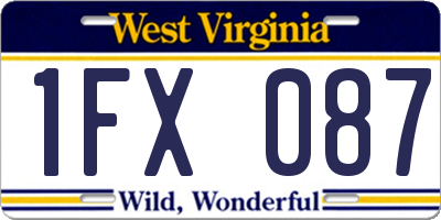 WV license plate 1FX087