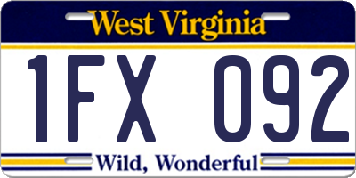 WV license plate 1FX092