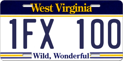 WV license plate 1FX100