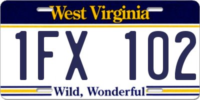 WV license plate 1FX102