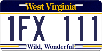 WV license plate 1FX111