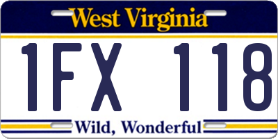 WV license plate 1FX118