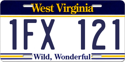 WV license plate 1FX121