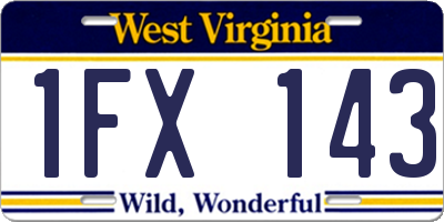 WV license plate 1FX143