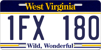 WV license plate 1FX180