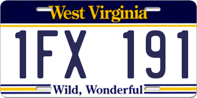 WV license plate 1FX191