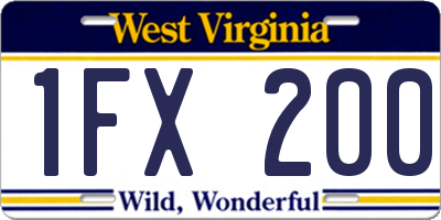 WV license plate 1FX200