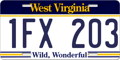 WV license plate 1FX203