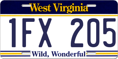 WV license plate 1FX205