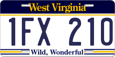 WV license plate 1FX210