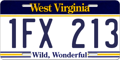 WV license plate 1FX213