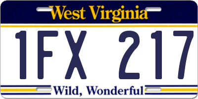 WV license plate 1FX217
