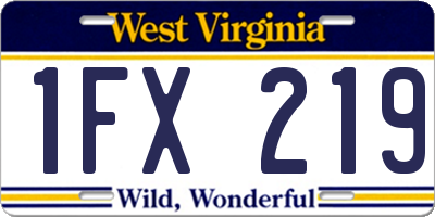 WV license plate 1FX219
