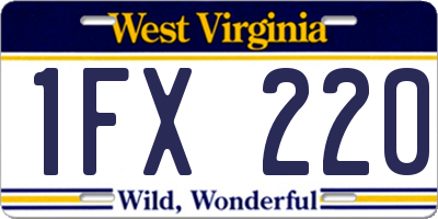 WV license plate 1FX220