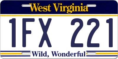 WV license plate 1FX221