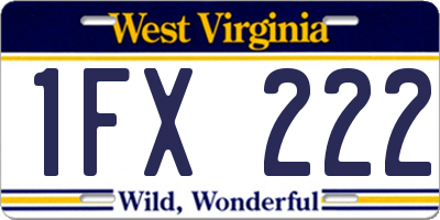 WV license plate 1FX222