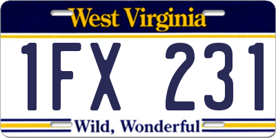 WV license plate 1FX231