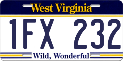WV license plate 1FX232