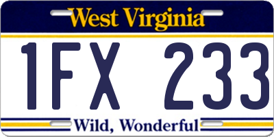 WV license plate 1FX233