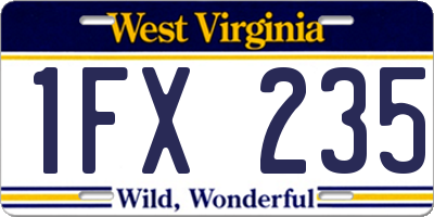 WV license plate 1FX235