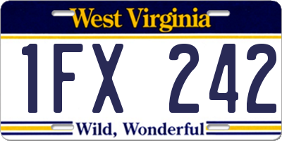 WV license plate 1FX242