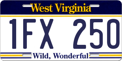WV license plate 1FX250