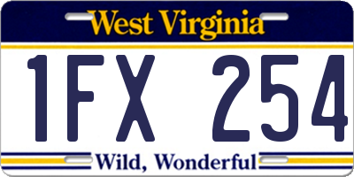 WV license plate 1FX254
