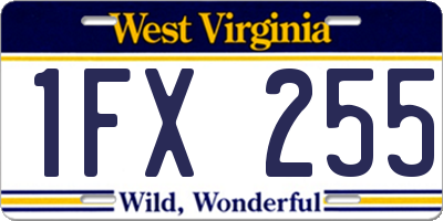 WV license plate 1FX255